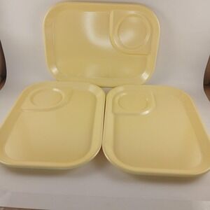Vintage Rubbermaid 3850 Melamine Lunch TV Camping Trays 11 1/2" x 8 1/2" Set (3)